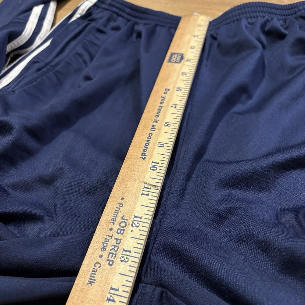 Vintage Adidas Track Pants Mens Large Navy Snap Breakaway 3 Stripe Tearaway Y2K